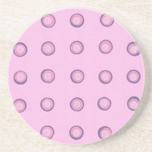 Gelaagde Roze en Paarse Polka Dots op Roze Onderze Zandsteen Onderzetter