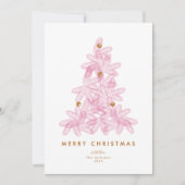 Gelaagde roze kerstboom feestdagenkaart (Voorkant)