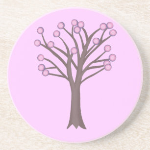 Gelaagde Roze Paarse Polka Dots Boom Roze Onderzet Zandsteen Onderzetter