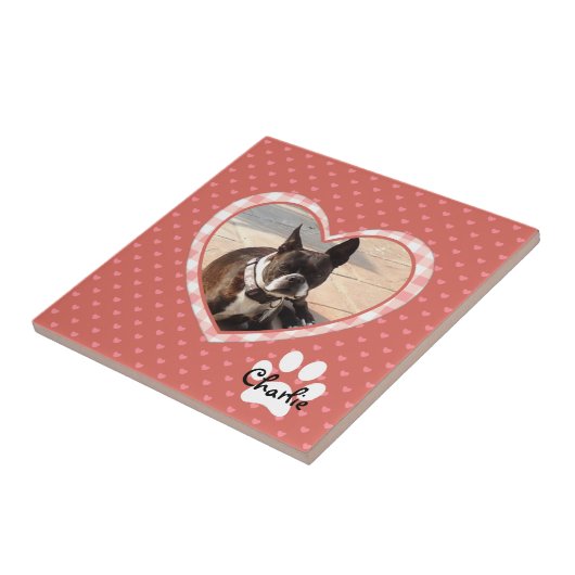 Gelaagde Roze Patroon van het Hart met Geplakt Lij Tegeltje (Zijkant)