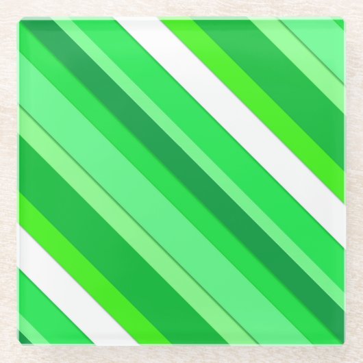 Gelaagde snoepjes strepen - groen en wit glazen onderzetter (Voorkant)