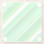Gelaagde snoepjes strepen - groen en wit glazen onderzetter (Achterkant)