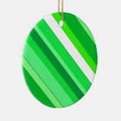 Gelaagde snoepjes strepen - groen en wit keramisch ornament (Rechts)