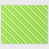 Gelaagde snoepjes strepen - kalkgroen en wit cadeaupapier (Vlak)