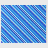 Gelaagde snoepjes strepen - kobalt en bleek blauw cadeaupapier (Vlak)