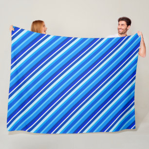 Gelaagde snoepjes strepen - kobalt en bleek blauw fleece deken