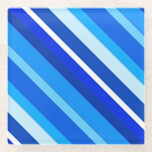 Gelaagde snoepjes strepen - kobalt en bleek blauw glazen onderzetter