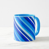 Gelaagde snoepjes strepen - kobalt en bleek blauw mok (Voorkant rechts)