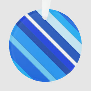 Gelaagde snoepjes strepen - kobalt en bleek blauw ornament