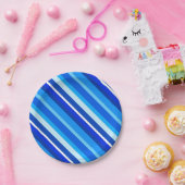 Gelaagde snoepjes strepen - kobalt en bleek blauw papieren bordje (Feest)