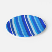 Gelaagde snoepjes strepen - kobalt en bleek blauw papieren bordje (Gekanteld)