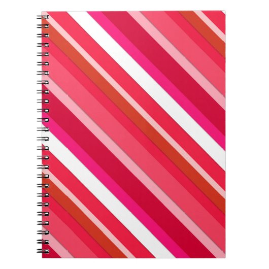 Gelaagde snoepjes strepen - rood, roze en wit notitieboek (Voorkant)