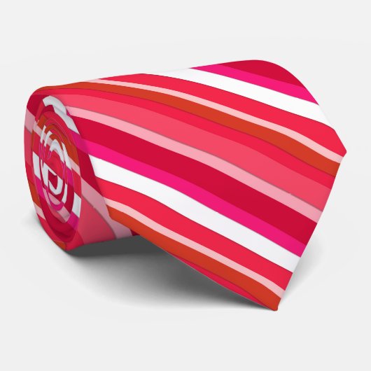 Gelaagde snoepjes strepen - rood, roze en wit stropdas (Opgerold)