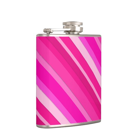 Gelaagde snoepjes strepen - roze en fuchsie heupfles (Rechts)