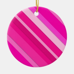 Gelaagde snoepjes strepen - roze en fuchsie keramisch ornament