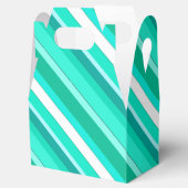 Gelaagde snoepjes strepen - turkooizen en wit bedankdoosjes (Geopend)