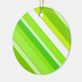 Gelaagde snoepstrepen - limoengroen en wit keramisch ornament (Links)