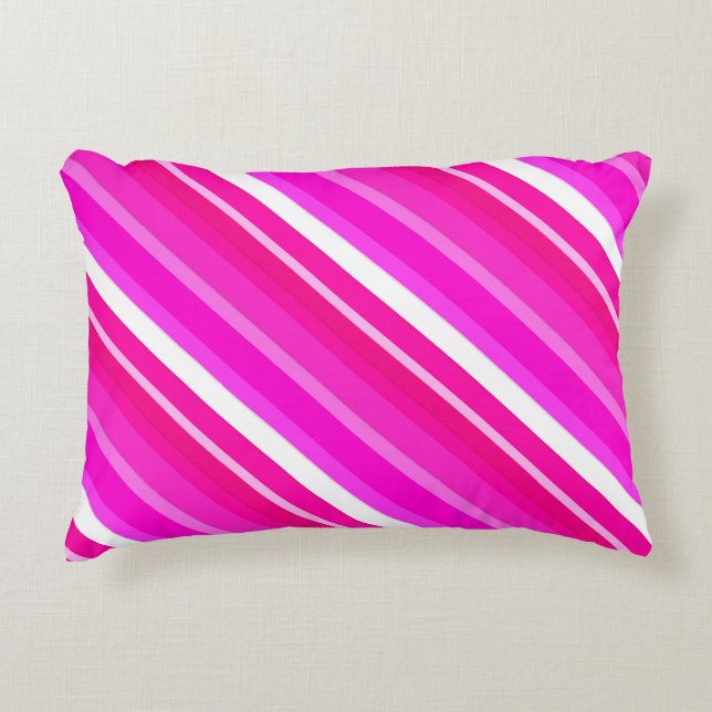 Gelaagde snoepstrepen - roze en fuchsia accent kussen (Voorkant)
