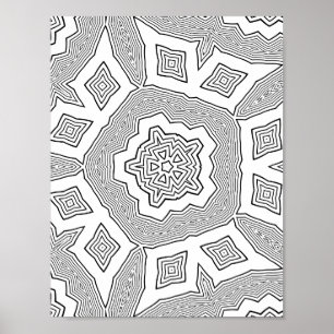 Gelaagde Starburst Kleurplaat Golfpatroon Kunst Poster