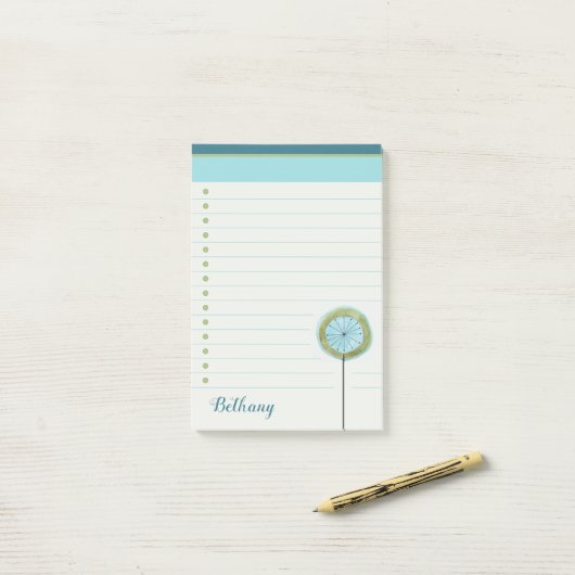 Gelaagde, stijlvolle, moderne lijst met opsommings post-it® notes (Op bureau)