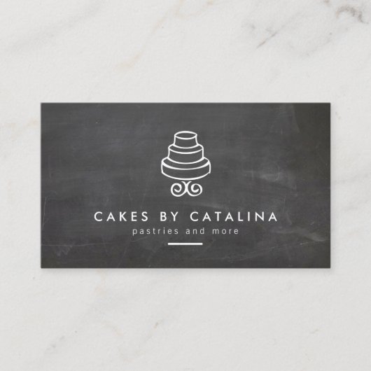  gelaagde taart Logo op schoolbord bakkerij Visitekaartje (Voorkant)