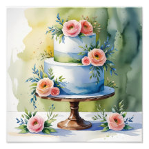 Gelaagde taart Waterverf geïnspireerde print