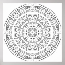 Gelaagde Tribale Medaillon Mandala met Rand Kunst Poster