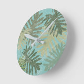 Gelaagde tropische bladeren ronde klok (Hoek)