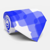 Gelaagde True Blue Vierkant Op Wit Patroon Stropdas (Opgerold)