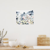 Gelaagde tuinen - Waterverf bloemen Poster (Keuken)
