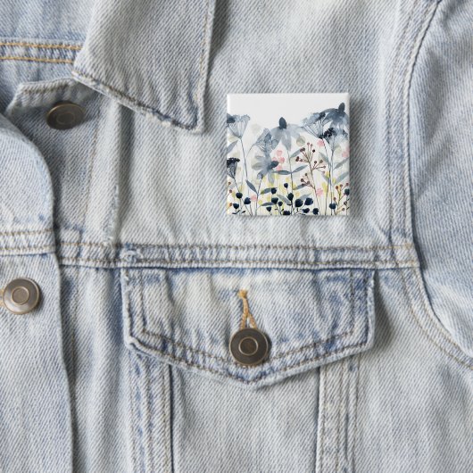 Gelaagde tuinen - Waterverf bloemen Vierkante Button 5,1 Cm (In situ)