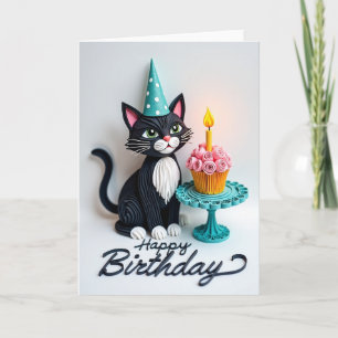 Gelaagde Verjaardagskaart voor Katten Kaart