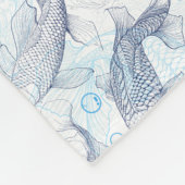 Gelaagde Vissen Patroon 02.Dark blue.b Geen BG Fleece Deken (Hoek)