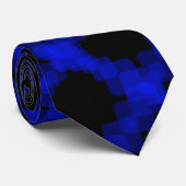 Gelaagde Ware Blauwe Vierkanten Op Zwarte Patroon Stropdas (Opgerold)