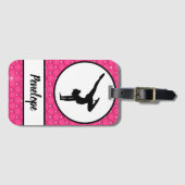 Gelaagde warmroze faux Rhinestone-handstandaard Bagagelabel (Voorkant (horizontaal))