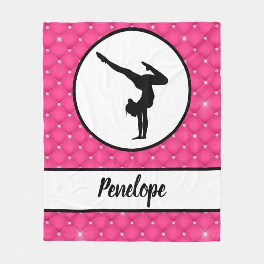 Gelaagde warmroze faux Rhinestone-handstandaard Fleece Deken (Voorkant)