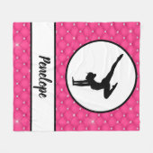 Gelaagde warmroze faux Rhinestone-handstandaard Fleece Deken (Voorkant (Horizontaal))