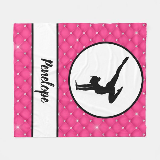 Gelaagde warmroze faux Rhinestone-handstandaard Fleece Deken (Voorkant (Horizontaal))