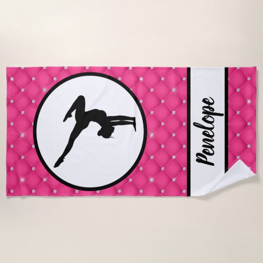 Gelaagde warmroze faux Rhinestone-handstandaard Strandlaken (Voorkant)