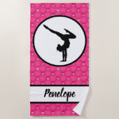 Gelaagde warmroze faux Rhinestone-handstandaard Strandlaken (Voorkant)