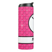 Gelaagde warmroze faux Rhinestone-handstandaard Thermosbeker (Gedraaid links)