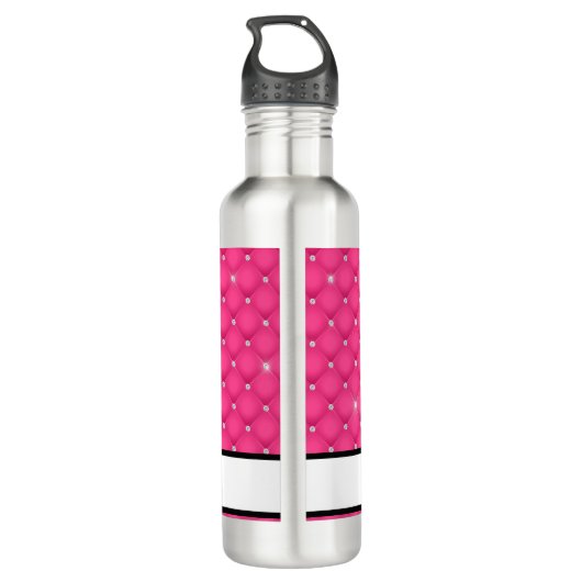 Gelaagde warmroze faux Rhinestone-handstandaard Waterfles (Achterkant)