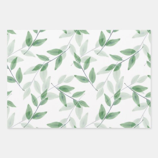 Gelaagde Waterverf bladeren patroon Inpakpapier Vel (Voorkant)