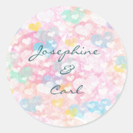 gelaagde Waterverf hartenpatroon Ronde Sticker