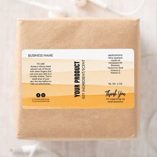 Gelaagde Waterverf Oranje body Butter Jar Labels (Insitu)