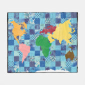 Gelaagde Wereldkaart Fleece Deken (Voorkant (Horizontaal))