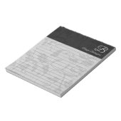 Gelaagde zwarte Damask met naam en monogram Notitieblok (Linkerzijde)