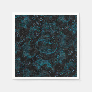 Gelaagdheid Vissen Patroon 01.blue.b Servet