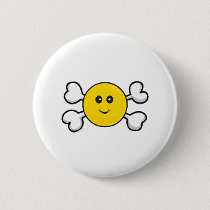gelaat Skull en Crossbones Ronde Button 5,7 Cm