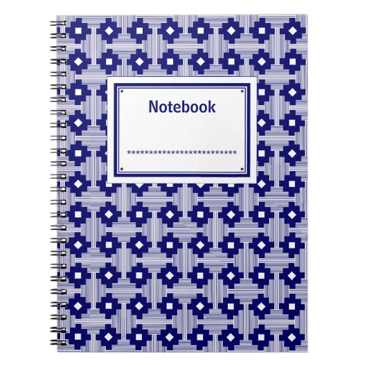 Gelabeld - Diepe marine op wit Notitieboek (Voorkant)